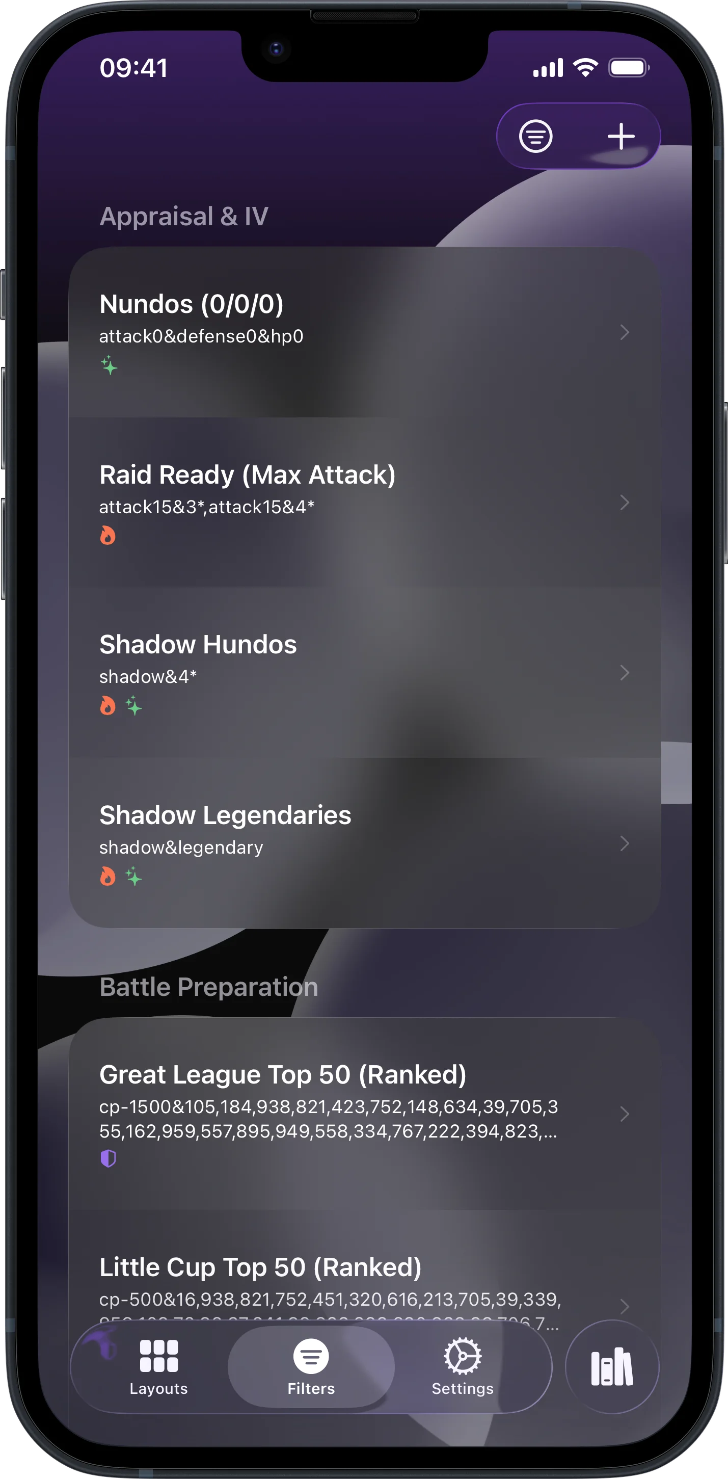 LensDex keyboard extension filters view in dark mode for Pokémon GO