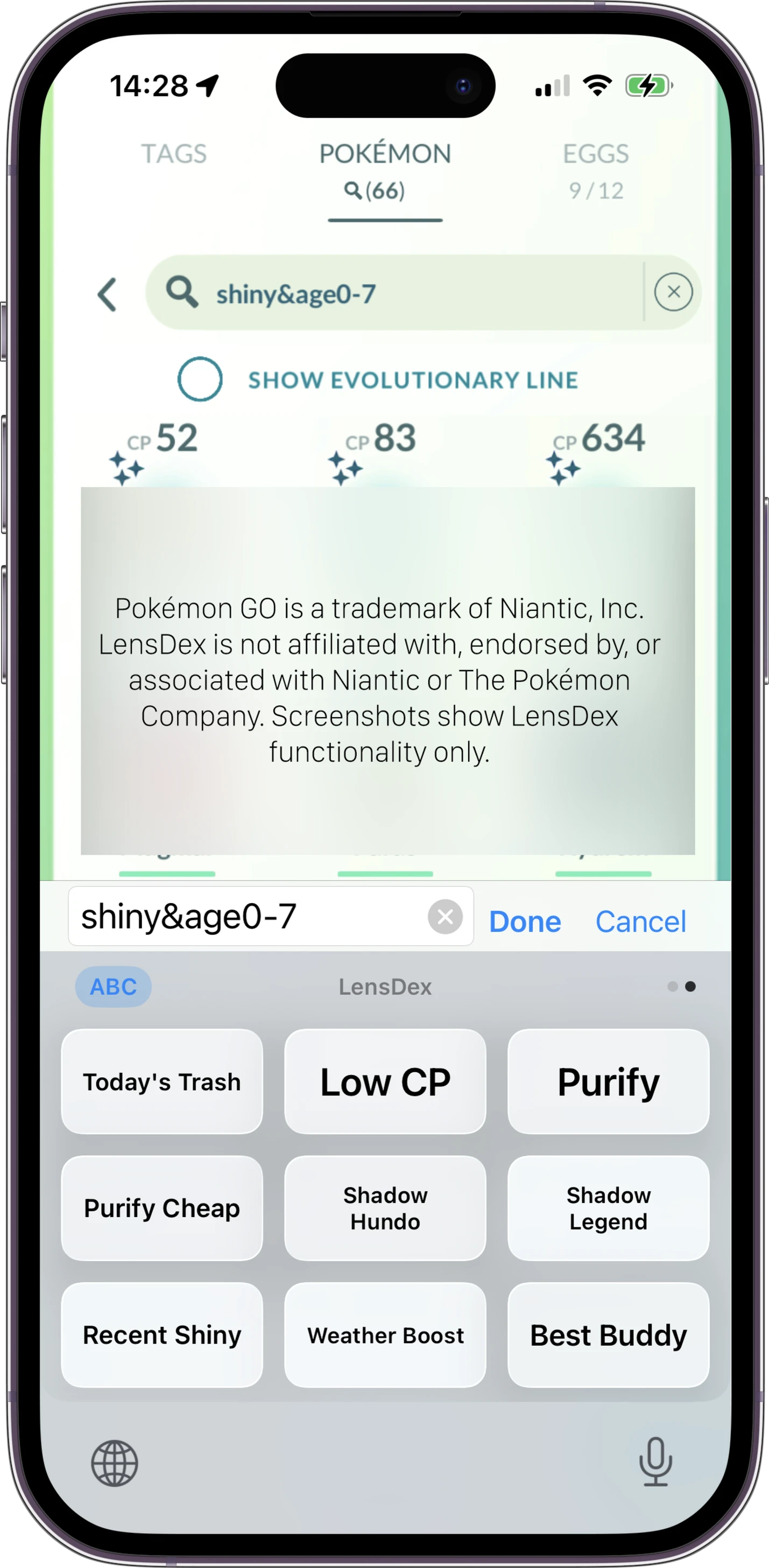 LensDex in-game website overlay in light mode for Pokémon GO